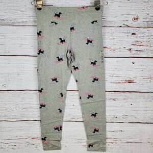🔴 Justice Pull-On Full Length Leggings Girl Plus 14P Gray Skiing Dog NWT